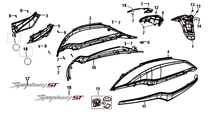 Plating Sym Symphony ST 125I E4 Black/Red (BK-001C/R-010CA)