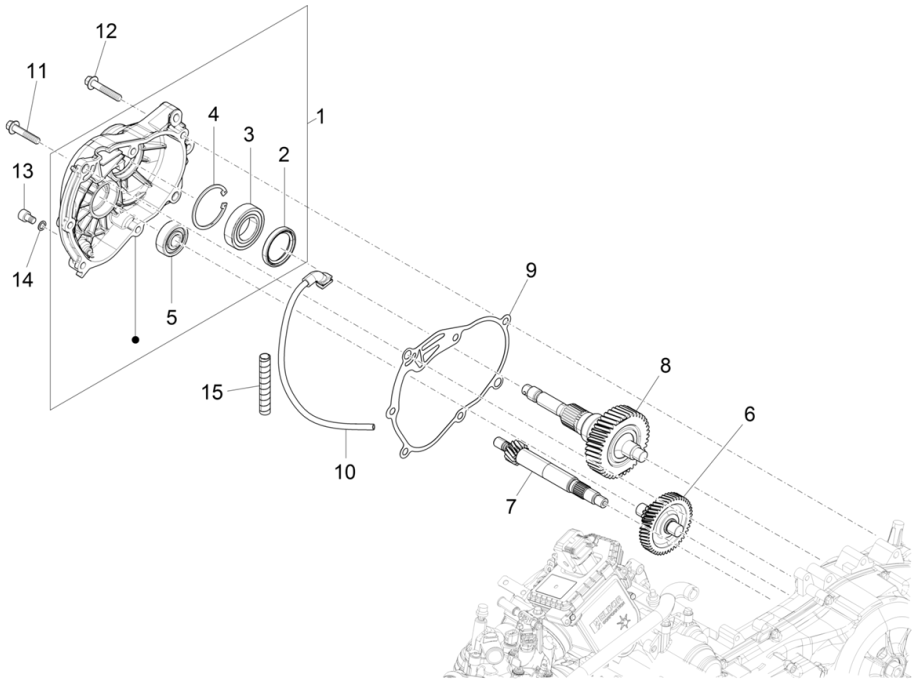 Piaggio Beverly 300 4T 4V HPE ABS E5 2021-2022 (EMEA)-Reductorgroep Piaggio Beverly 300 4T 4V HPE ABS E5