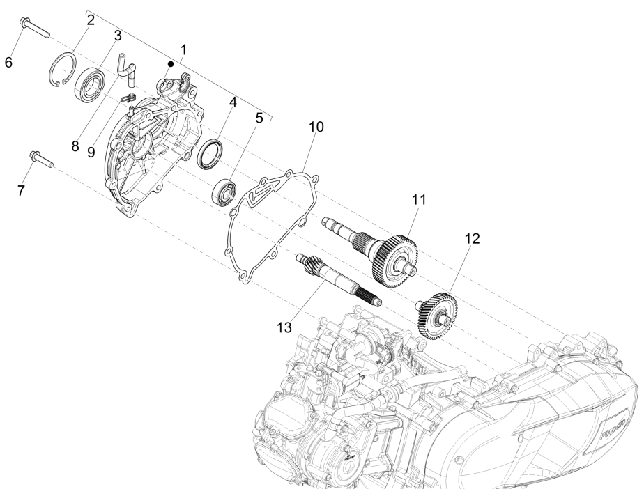 Piaggio Medley 150 4T IE ABS E4 2016-2020 reductor group (EMEA)