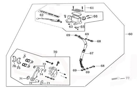 Brake master cylinder - Brake lever - Brake hose - Brake caliper - Brake pads Edwards Tomorrow Legend 50 4T AC white