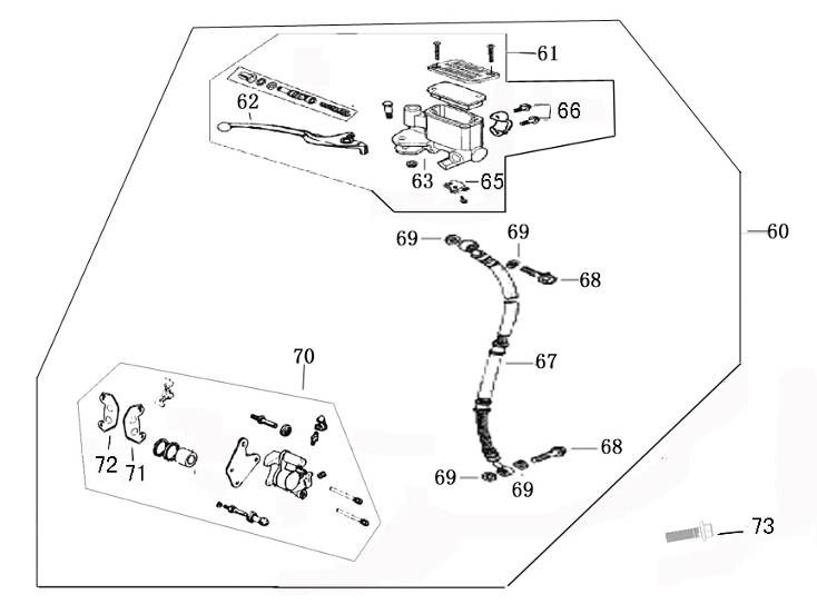 Brake master cylinder - Brake lever - Brake hose - Brake caliper - Brake pads Neco Borsalino Oro 50 4T AC matte cream