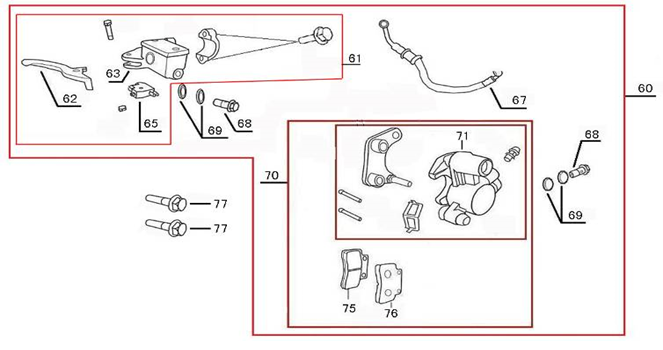 Brake for China Star50 red white
