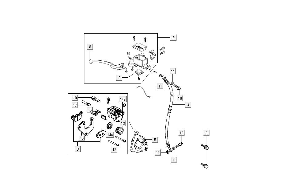 brake for Kymco Super 8 4-stroke (2007-2009) Red black