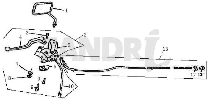 Brake parts left mirror BTC Grande Retro GT1 white black