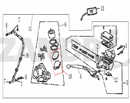 Brake parts right mirror BTC Grande Retro GT1 blue cream