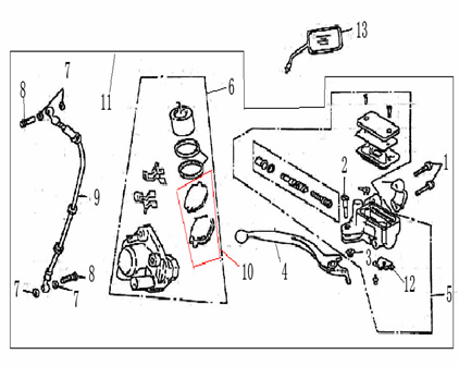 Brake parts right mirror Turbo RG50 smokey