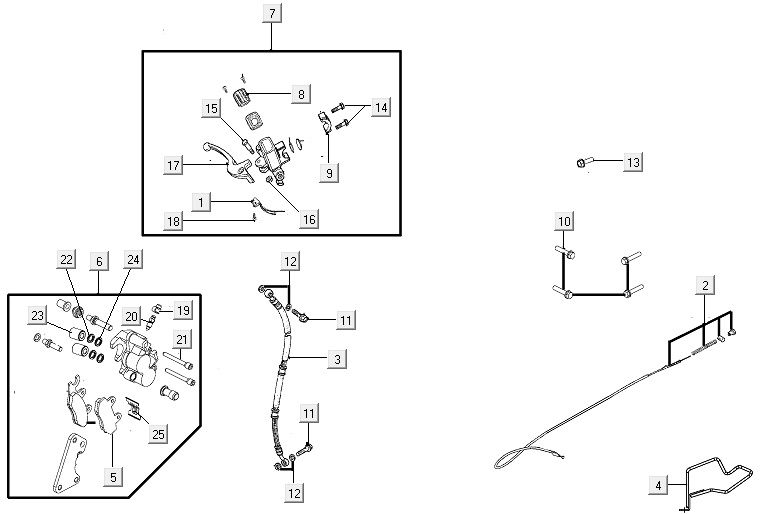 Brake parts for Kymco Like from 2018-Remdelen voor Kymco Like vanaf 2018 mat zilver