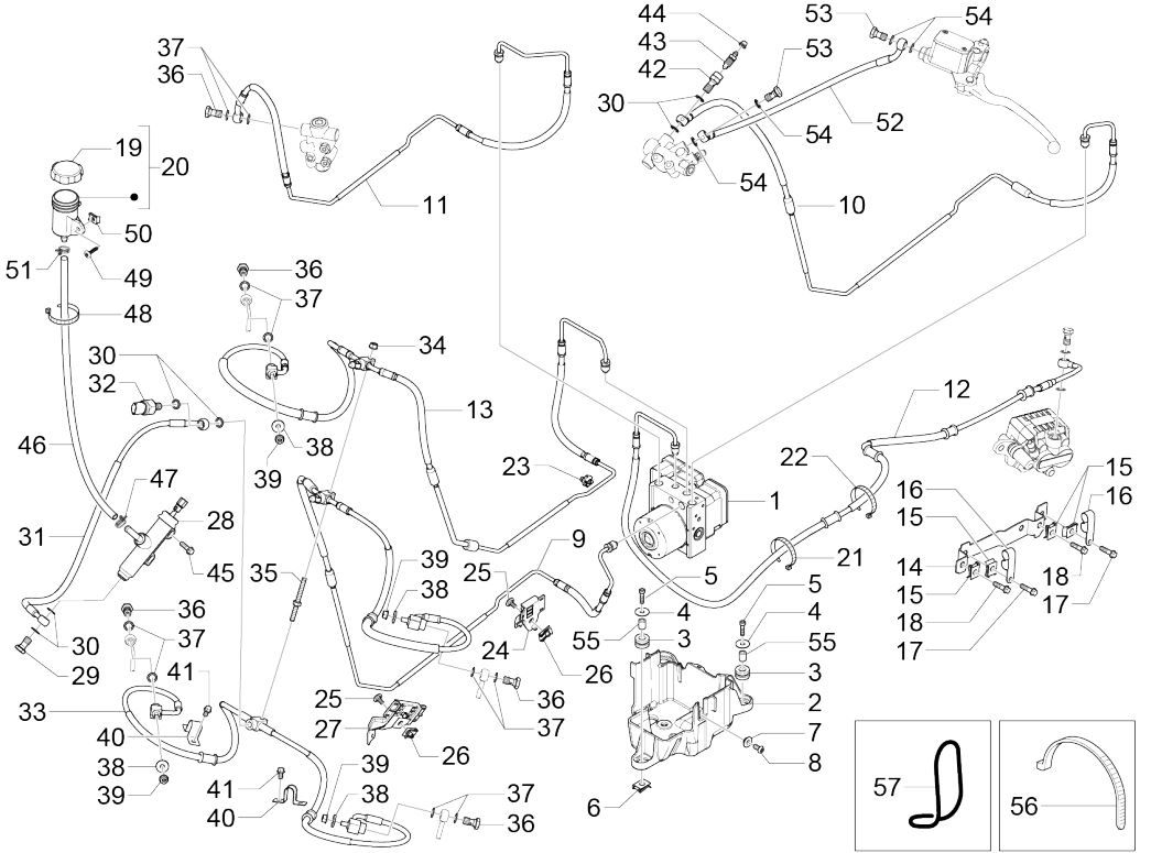 ABS Piaggio MP3 300 HPE/300 HPE SPORT E5 ABS 2020-2022 (EMEA) brake system