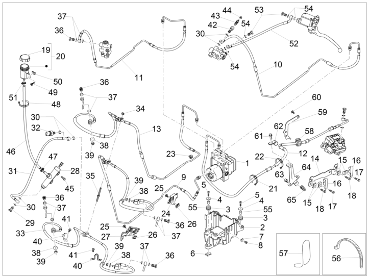 Brake installation ABS Piaggio MP3 500 LT Business 2014-2016