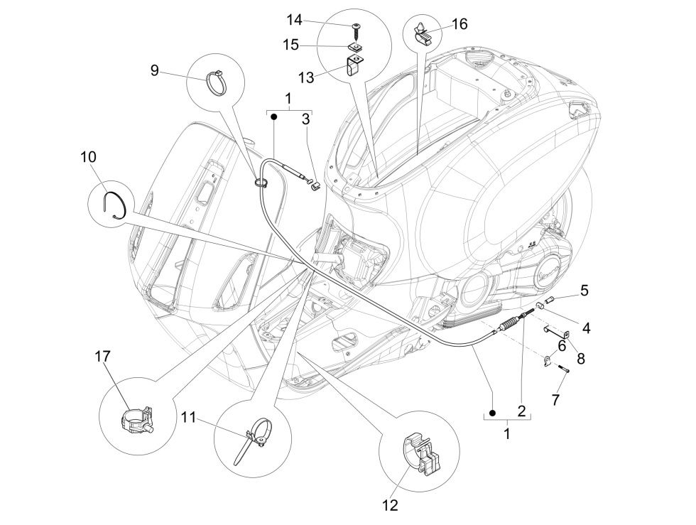 Vespa Primavera 4-stroke 3V brake cable (euro5 injection IGET)