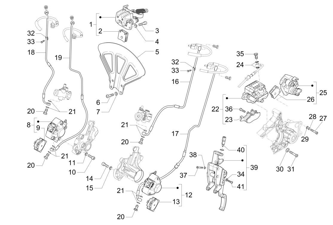 Brake lines - Brake brake caliper (ABS) Piaggio MP3 300 ie E4 LT BUSINESS - SPORT NOABS-ABS 2016 - 2018 (EMEA)