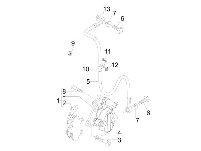 Brake caliper - Brake hose - Brake pads Piaggio New Fly 50 4T 2V AC