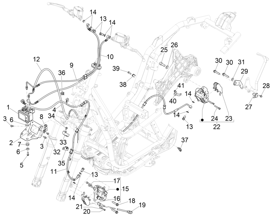 Brake Lines - Brake Seat (ABS) Piaggio Beverly 300 4T 4V HPE ABS E5 2021-2022 (EMEA)
