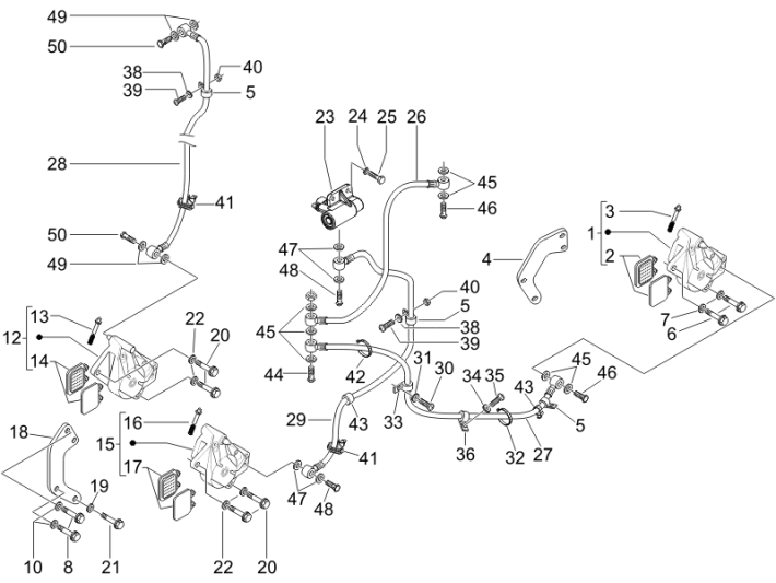Brake lines - Brake saddle Piaggio Beverly 500 E3 2007-2012