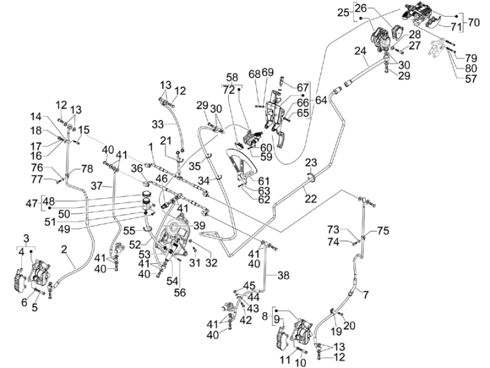 Brake lines - Brake saddle Piaggio MP3 300LT Sport 2009-2014