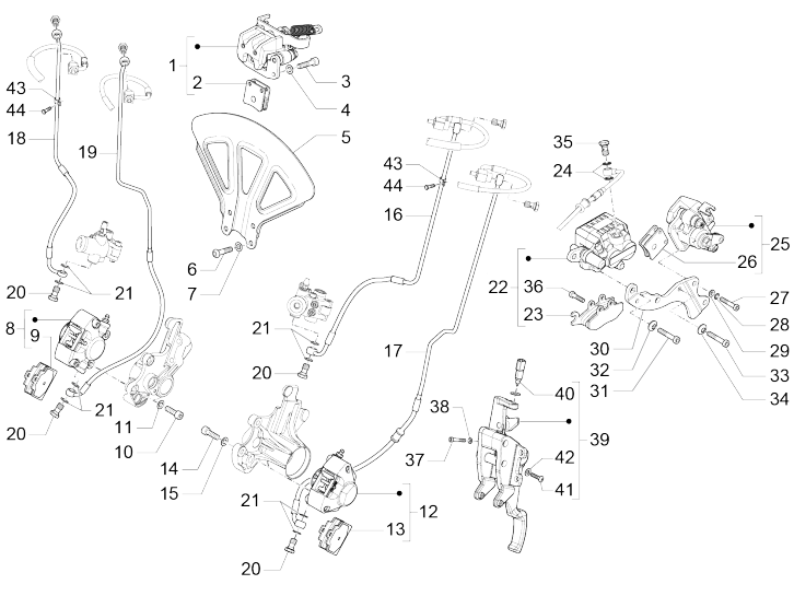 Brake lines - Brake saddle Piaggio MP3 500 LT Business 2014-2016