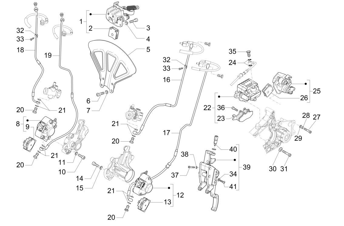 Brake lines - Piaggio MP3 300 HPE/300 HPE SPORT E5 ABS 2020-2022 (EMEA) brake brake caliper