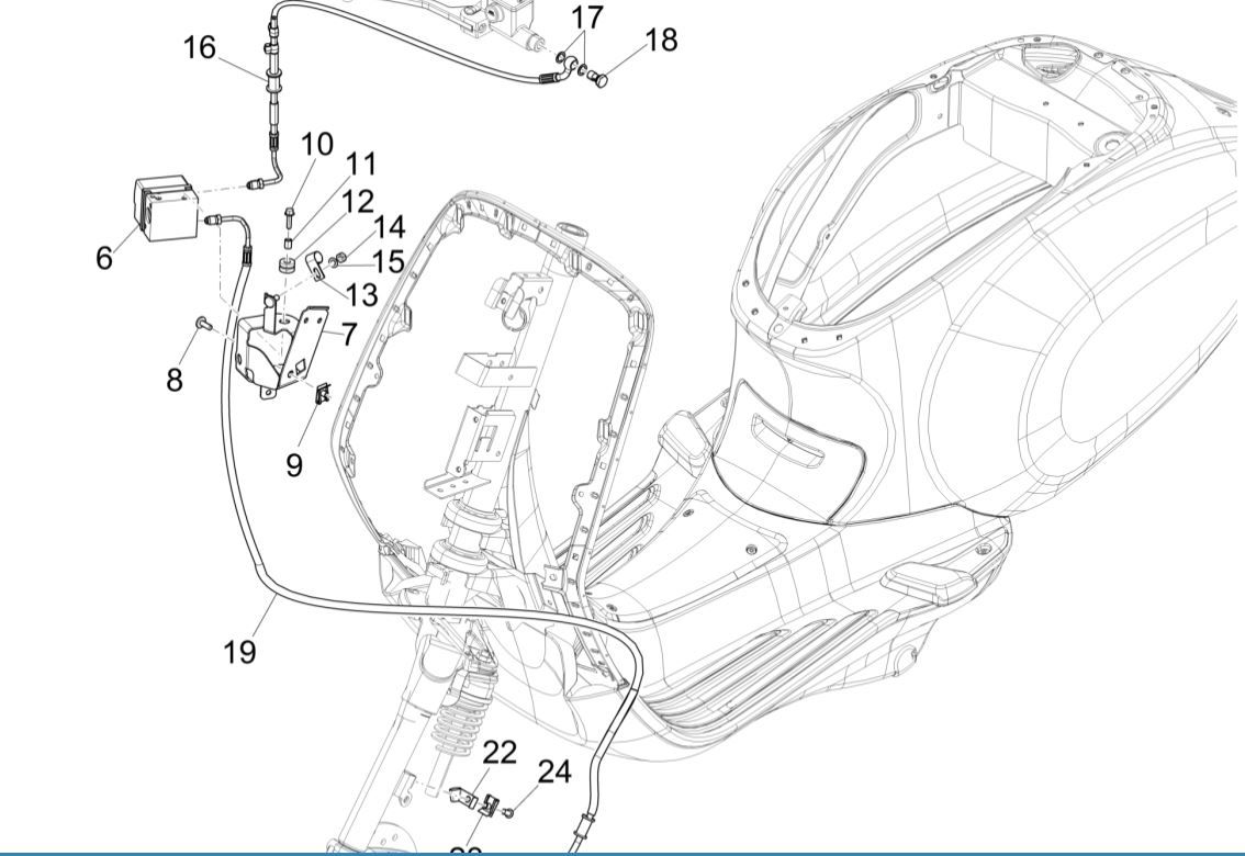 Brake lines- Brake Saddle (ABS) Vespa Primavera 125 4T 3V IE ABS