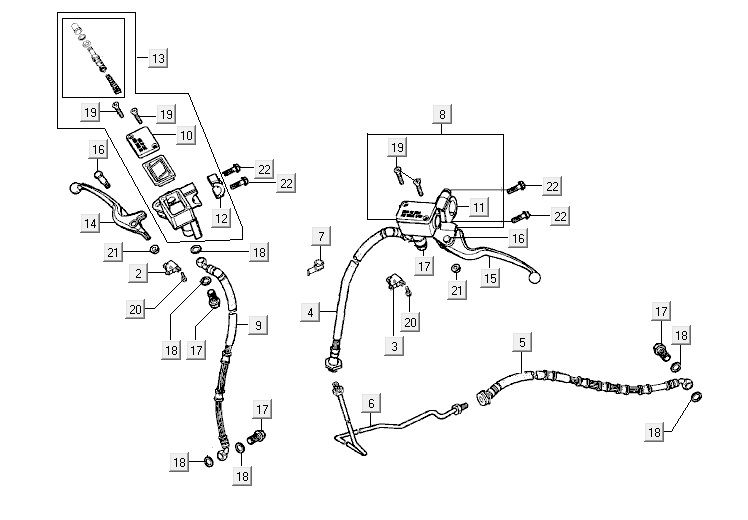 Brake system Kymco Super9 2t lc o.m matt black-red