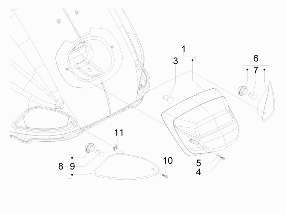 Turn Signal- Tail lightVespa Lxv 25km 4-stroke 2-valve