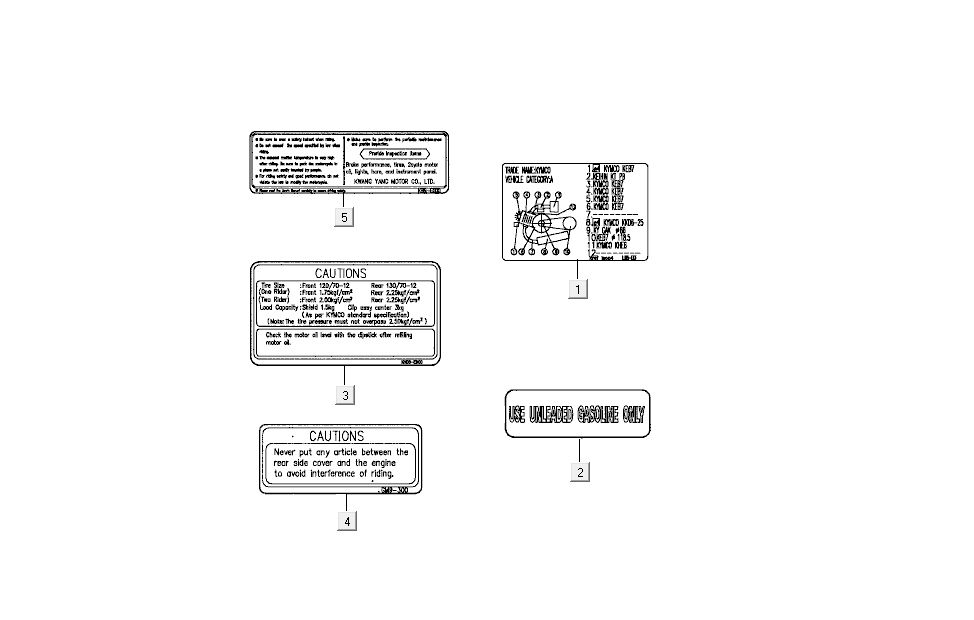 safety stickers Kymco Super9 AC 2-stroke nm silver - black