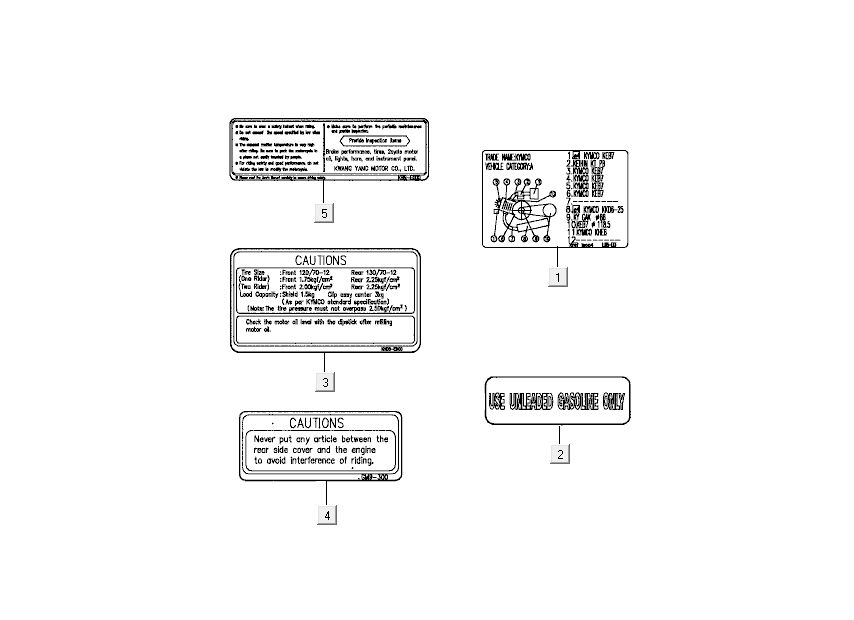 safety stickers Kymco Super9 ac o.m 2-stroke matt black yellow