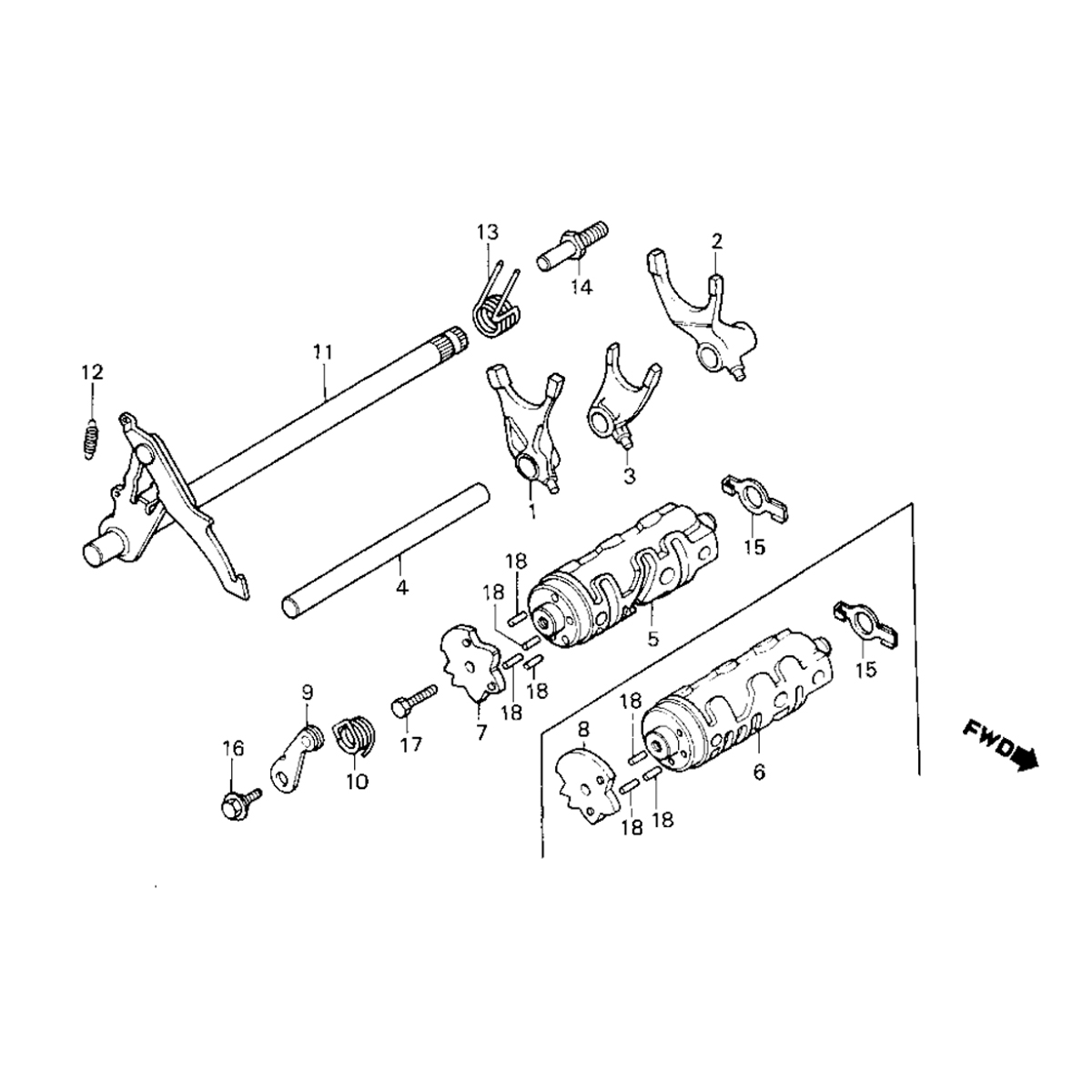 Honda MB/MT/MTX/MBX 50 and 80 shift axle