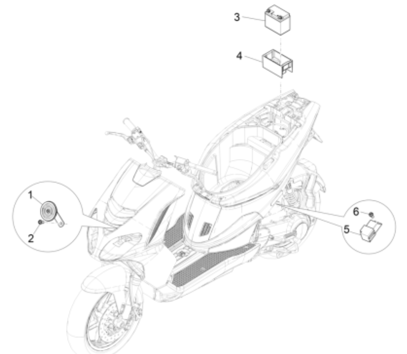 Battery - Horn - Starter Relay Piaggio NRG Power 50 2-stroke LC Euro 4