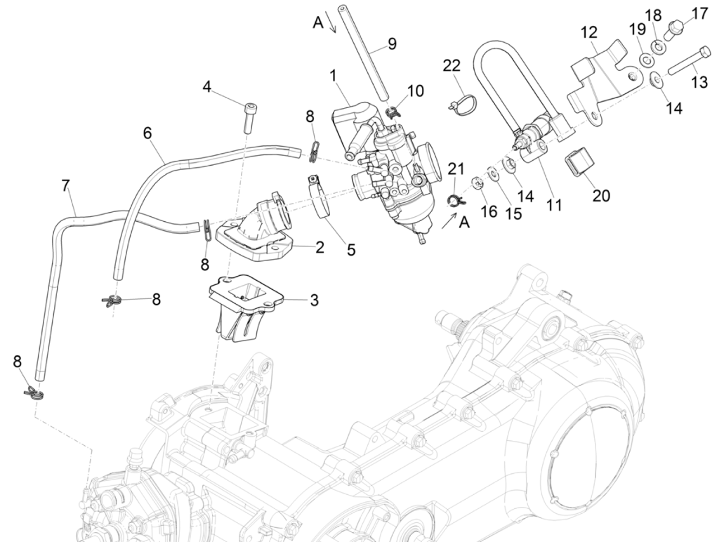 Carburetor Piaggio NRG Power 50 2-stroke LC Euro 4