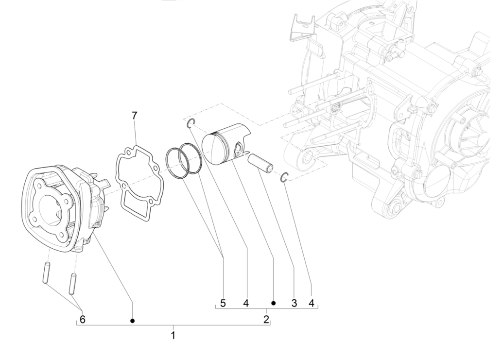 Cylinder - Piston Piaggio NRG Power 50 2-stroke LC Euro 4
