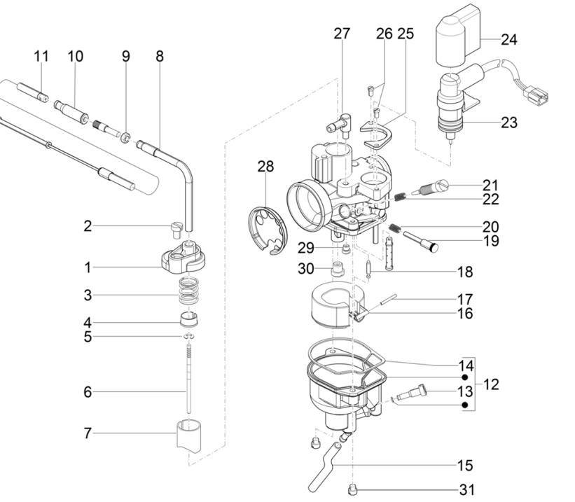 Carburettor parts Piaggio NRG Power 50 2-stroke LC Euro 4