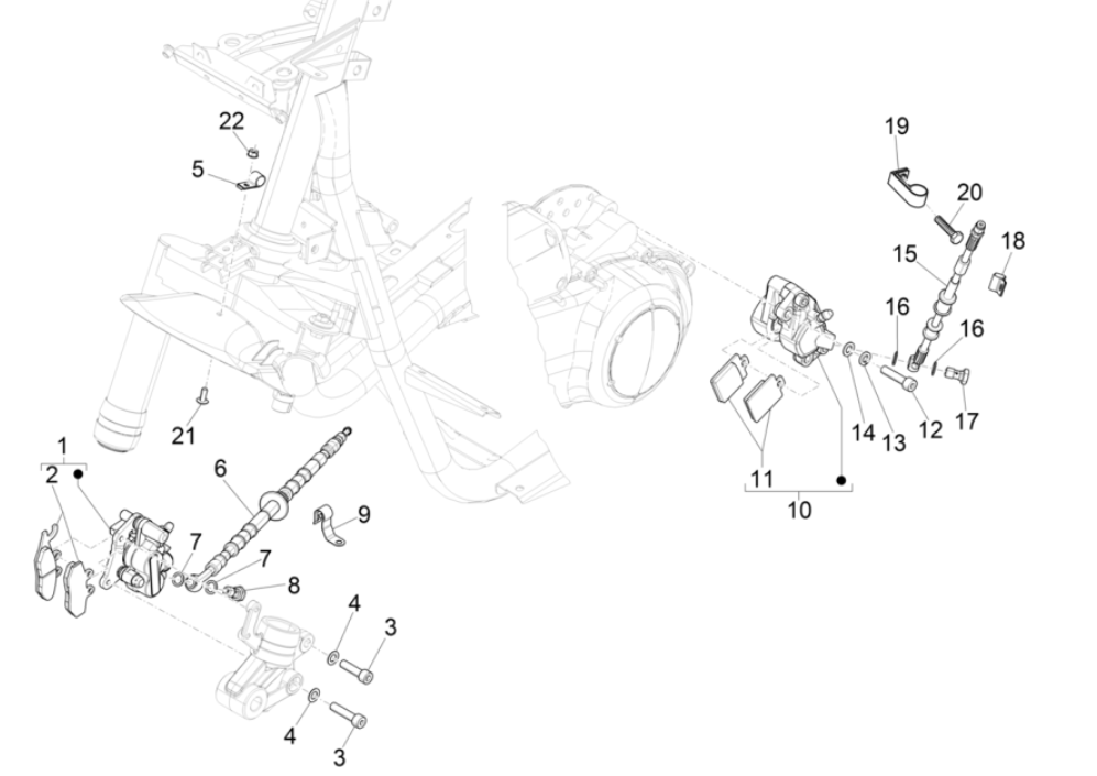 Brake brake caliper - Brake pads - Brake line NRG Power 50 2-stroke LC Euro 4