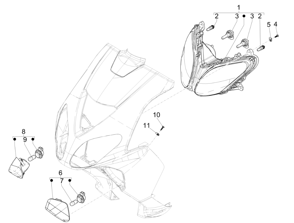 Headlight - Front indicators Piaggio NRG Power 50 2-stroke LC Euro 4