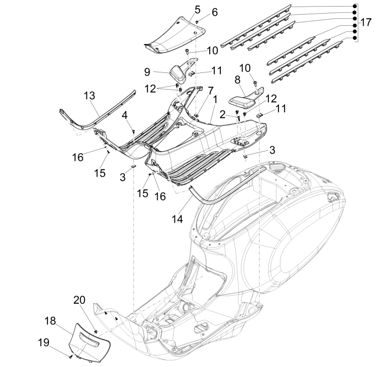 Running board - Footrest Vespa Sprint 150 3V IE ABS Euro 3 2015