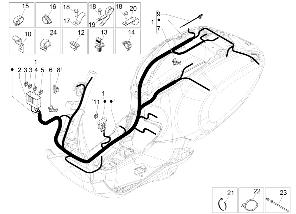Vespa Sprint 150 3V IE ABS Euro 3 2015 Wiring Harness