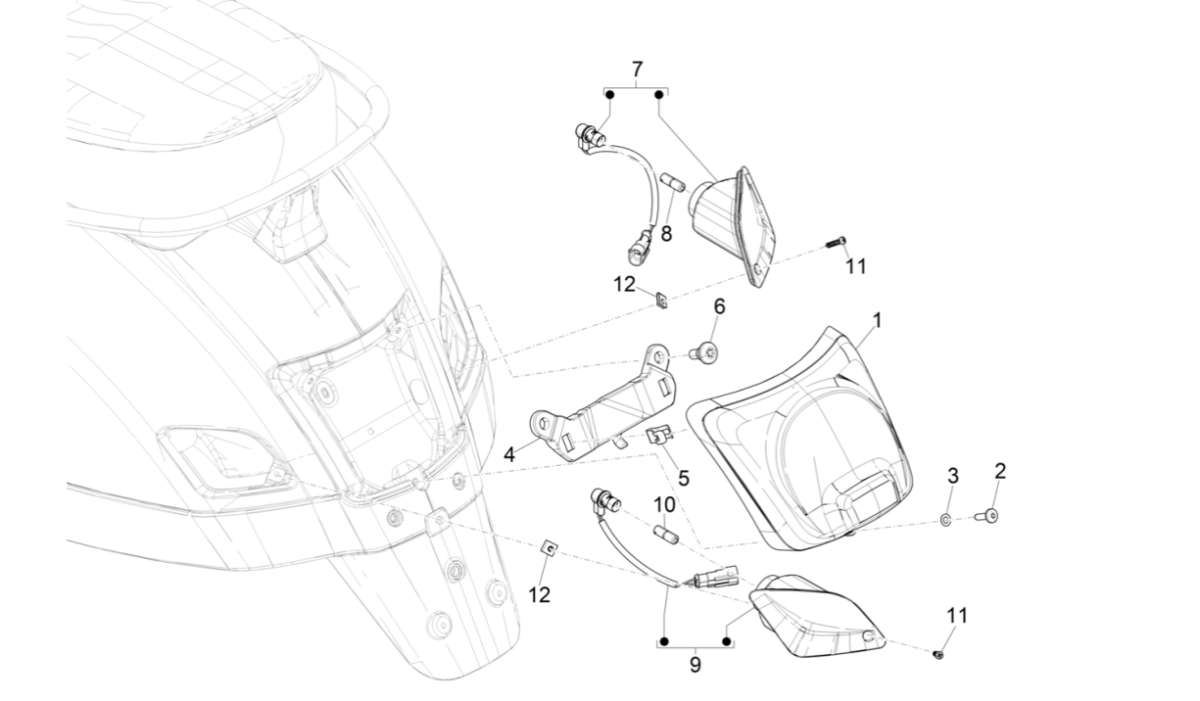 Rear light - Rear indicators Vespa GTS 300 Super HPE 4V IE ABS Euro 5 2020-2022