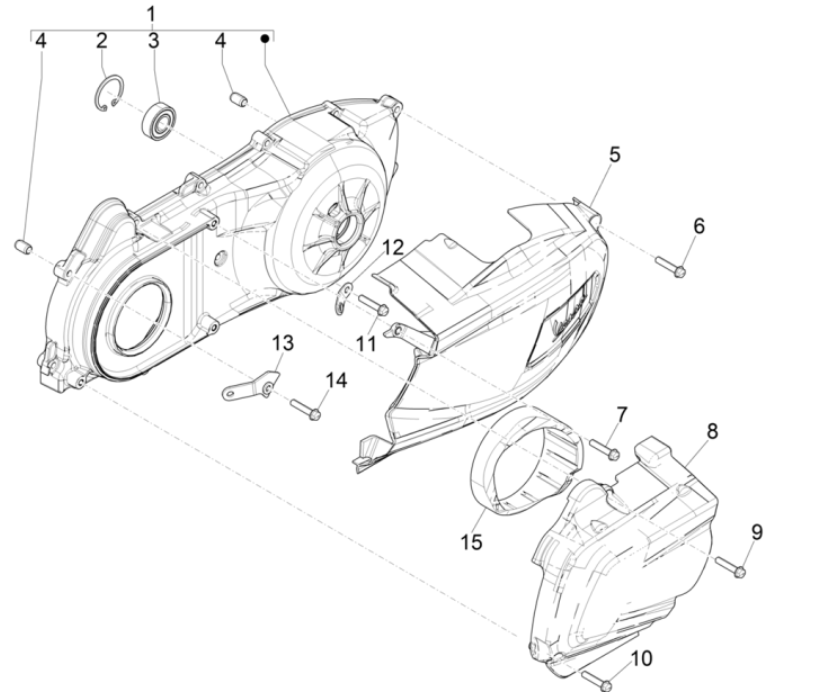 Crankcase Cover Vespa GTS 300 Super HPE 4V IE ABS Euro 5 2020-2022