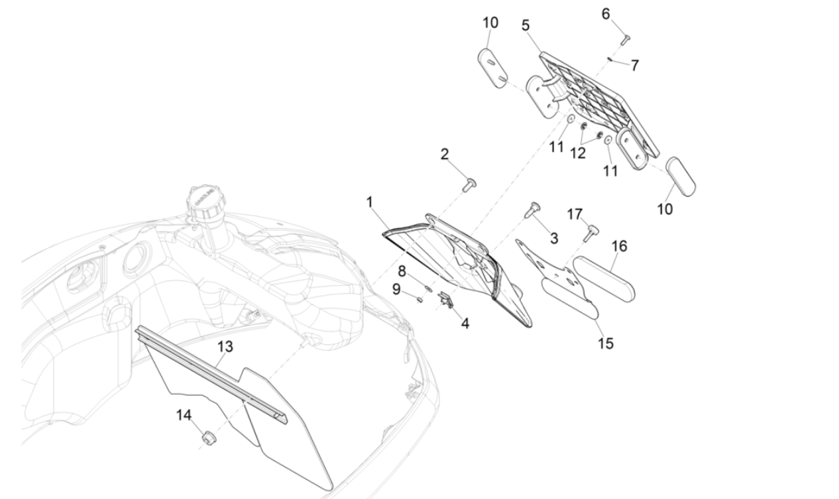Vespa GTS 300 Super HPE 4V IE ABS Euro 5 2020-2022 rear fender