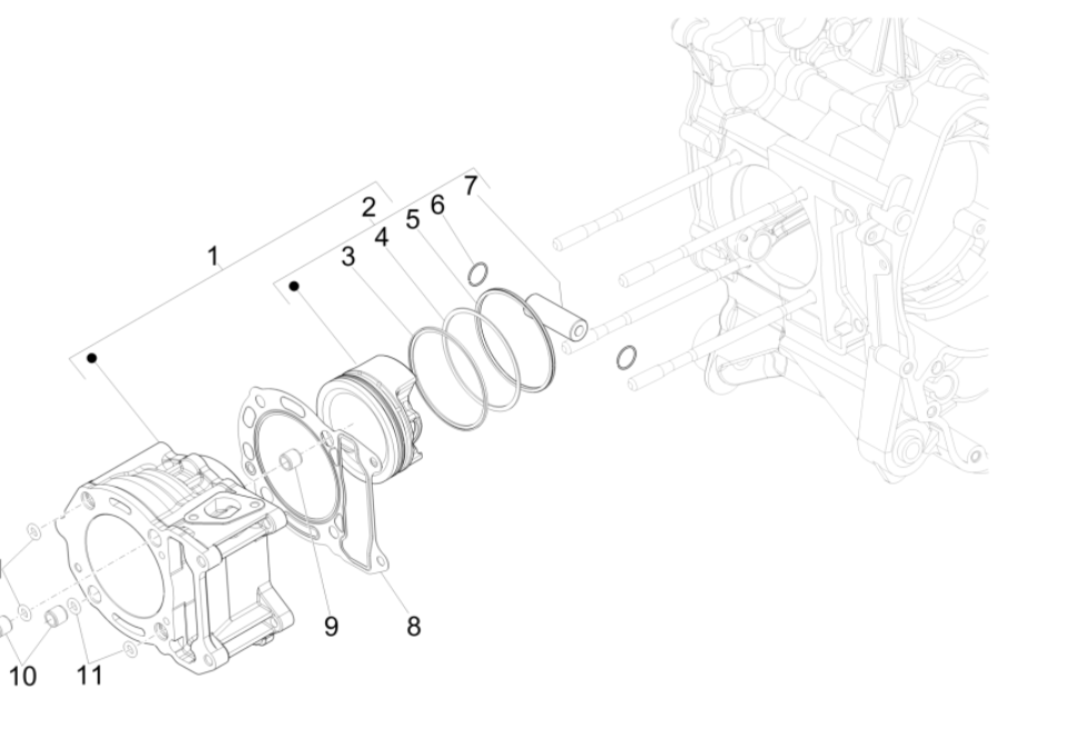Cylinder - Piston Vespa GTS 300 Super HPE 4V IE ABS Euro 5 2020-2022