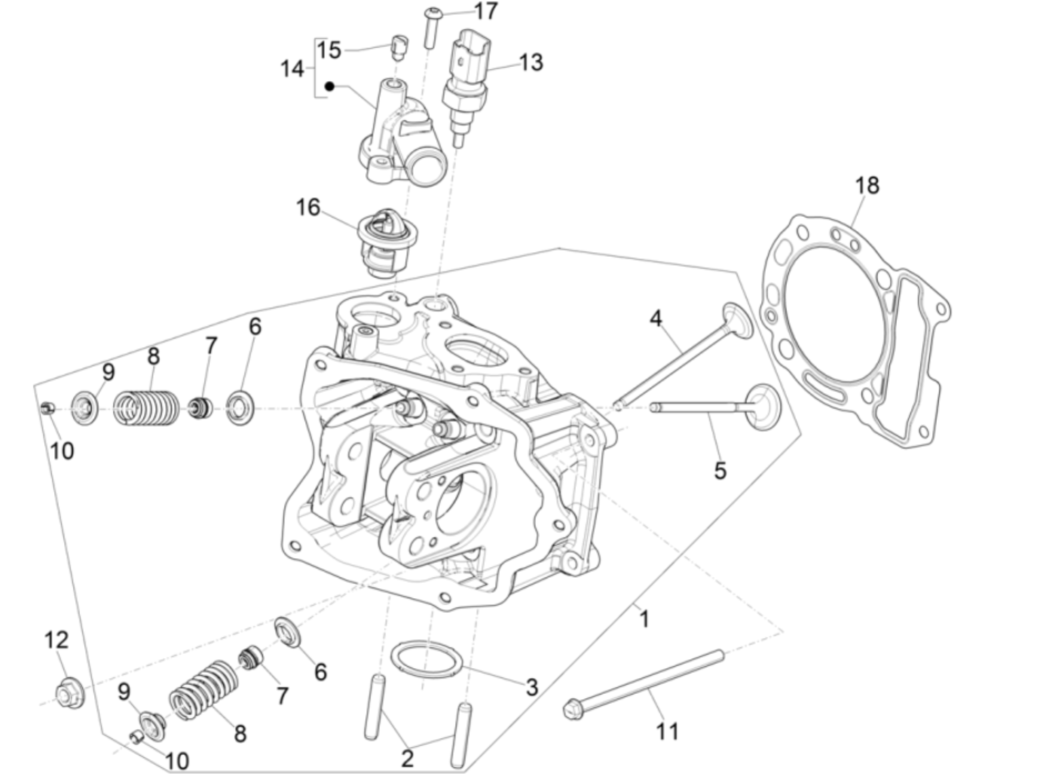 Cylinder Head - Valves Vespa GTS 300 Super HPE 4V IE ABS Euro 5 2020-2022