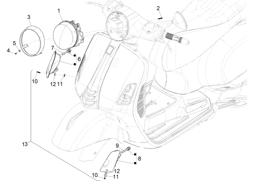 Headlight - Front indicators Vespa GTS 300 Super HPE 4V IE ABS Euro 5 2020-2022