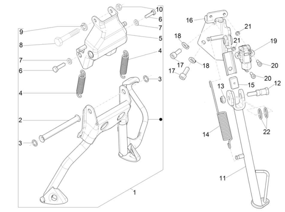 Piaggio Typhoon 50 2-stroke Euro 4 centre stand 2018-2020