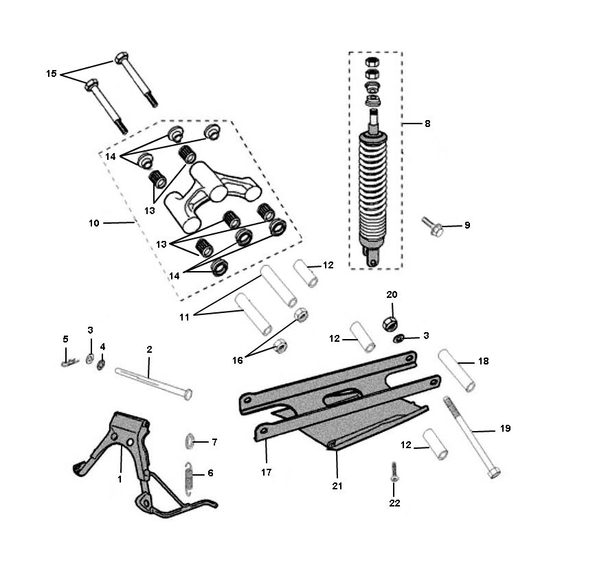 Shock absorber - center stand Peugeot Jet force C-tech 2-stroke