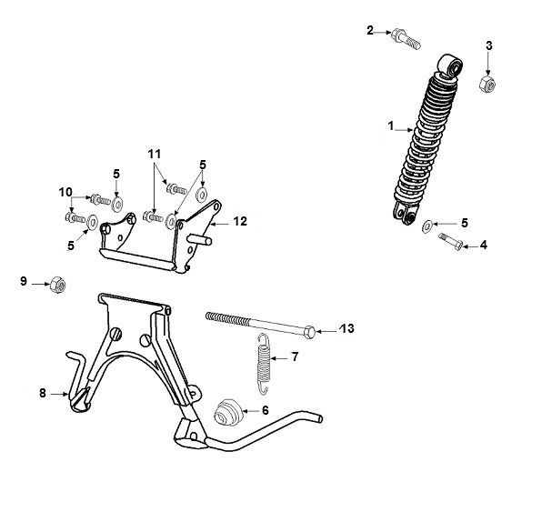 Shock Absorber- Middle Stand Peugeot Speedfight 2 AC E2 2-Takt