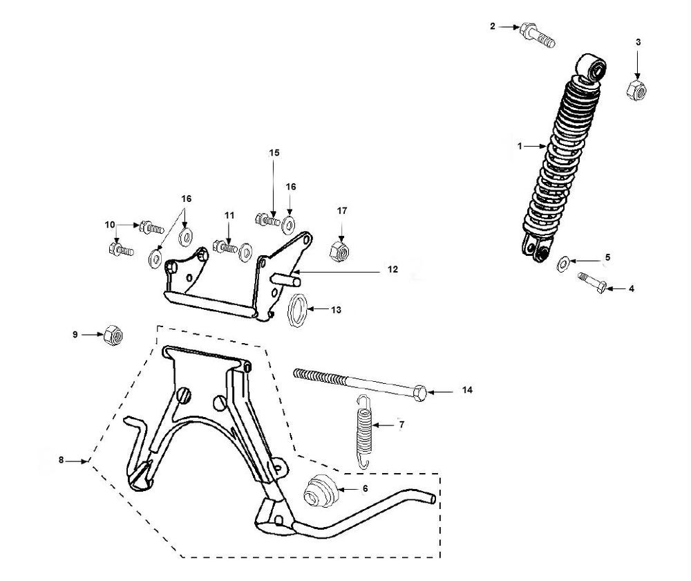 Shock Absorber- Standard Peugeot Vivacity 2 E2 2-Stroke