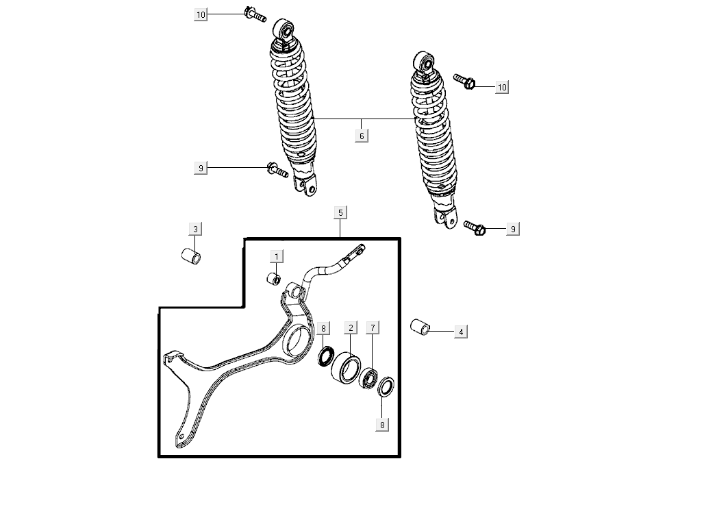 Shock Absorber Kymco Super8 Street 50i E4 Matt Grey