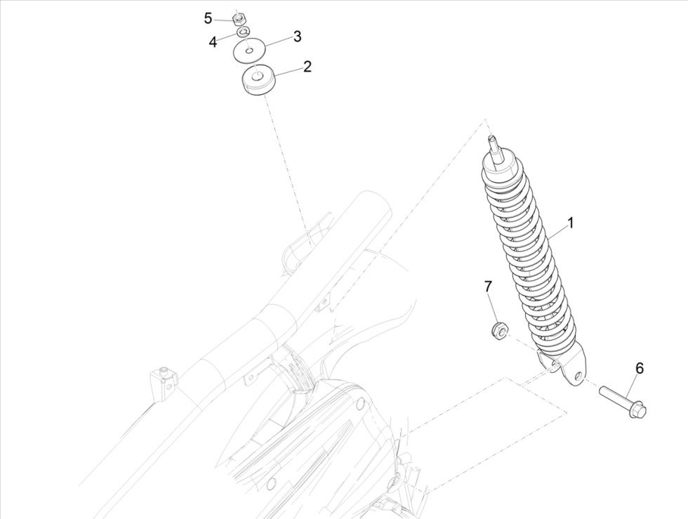 Piaggo Zip 4-stroke shock absorber (euro5 injection IGET)