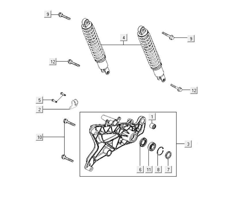 Rear shock absorbers Kymco Downtown 300i dark grey