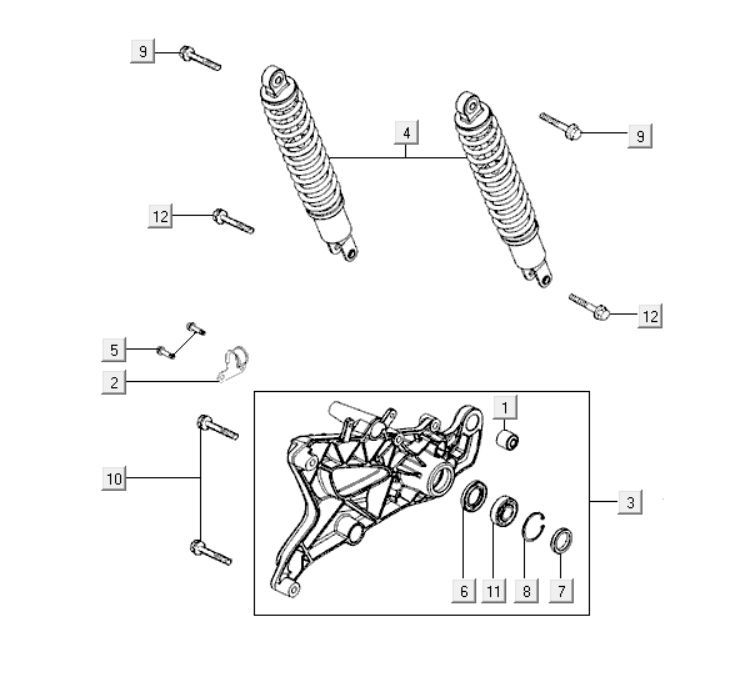 Rear shock absorbers Kymco Downtown 300i white