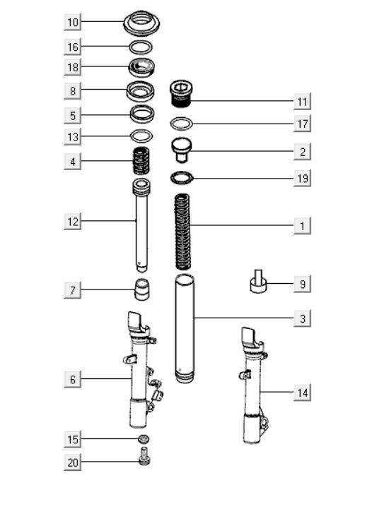 Front shock absorbers Kymco Downtown 300i dark grey